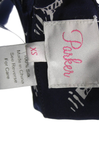 Parker Womens Silk Boat Print Shorts Blue Zip Summer Size XS