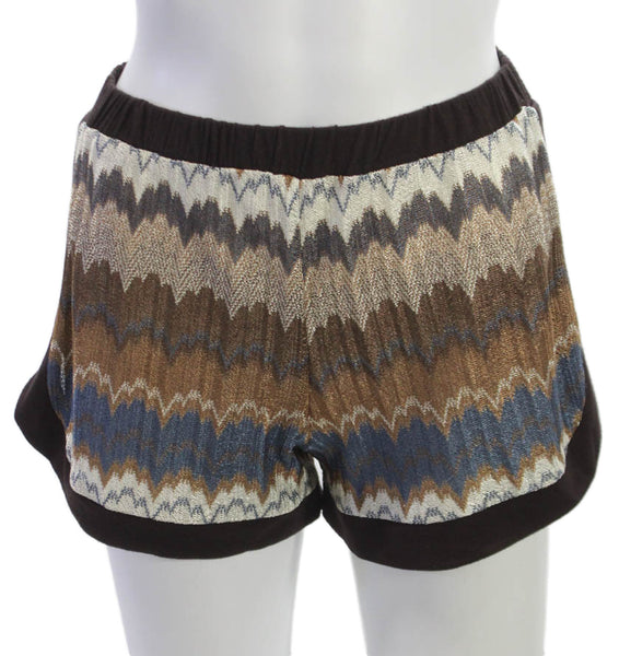 Karina Grimaldi Women Hot Pants Multicolor Chevron Polyester Size S