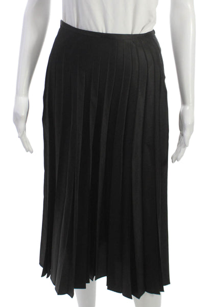 St. Vincent Womens Pleated Skirt Black Acetate Knee Length Zip Size 4