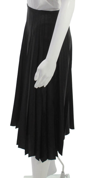 St. Vincent Womens Pleated Skirt Black Acetate Knee Length Zip Size 4