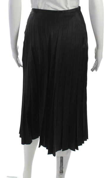 St. Vincent Womens Pleated Skirt Black Acetate Knee Length Zip Size 4