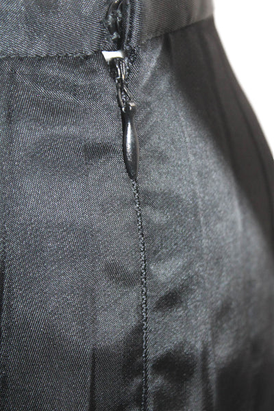 St. Vincent Womens Pleated Skirt Black Acetate Knee Length Zip Size 4