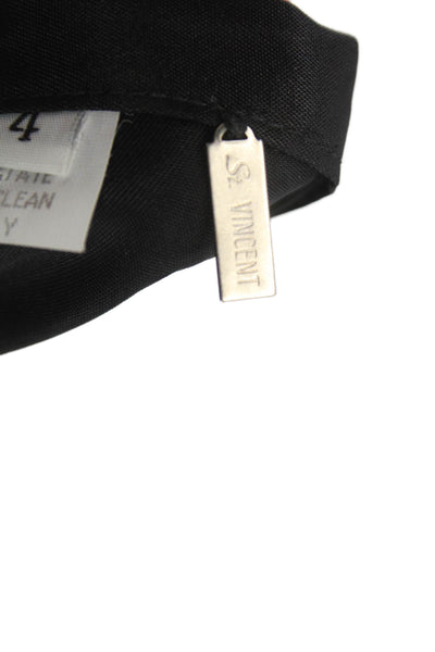 St. Vincent Womens Pleated Skirt Black Acetate Knee Length Zip Size 4