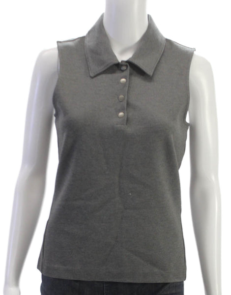 Rag & Bone Womens Sleeveless Collared Polo Top Gray Viscose Size M