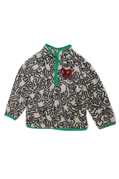 H&M X Keith Haring Unisex Kids Abstract Print Jacket White Size 6/7