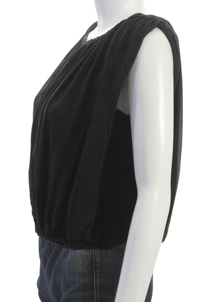 Alice + Olivia Women Black Sleeveless Boat Neck Blouse Size S
