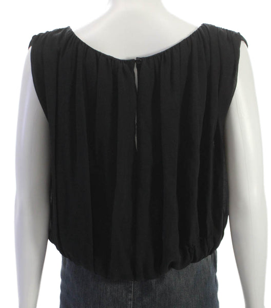 Alice + Olivia Women Black Sleeveless Boat Neck Blouse Size S