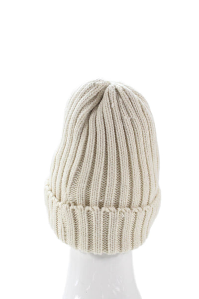 Loritta Womens Ribbed Pull On Beanie Hat Off White Size One Size