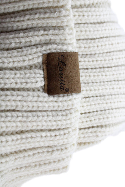 Loritta Womens Ribbed Pull On Beanie Hat Off White Size One Size