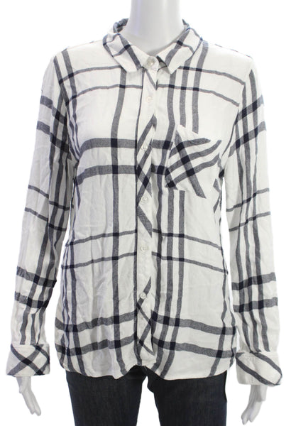 Rails Women Basic Plaid Collared Button-Up Rayon Long Sleeve Top Size L