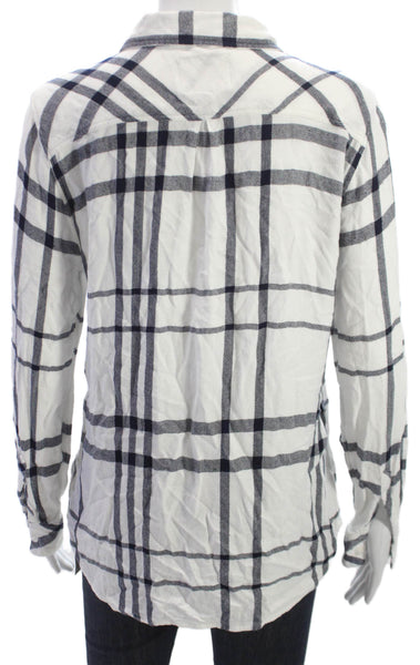 Rails Women Basic Plaid Collared Button-Up Rayon Long Sleeve Top Size L