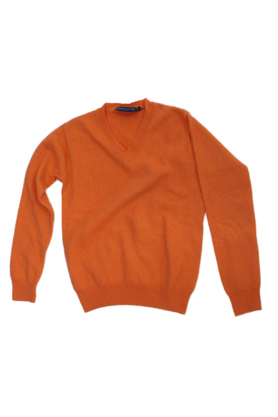 Papo D Anjo Boys Long Sleeve V Neck Cashmere Knit Sweater Orange Size 8