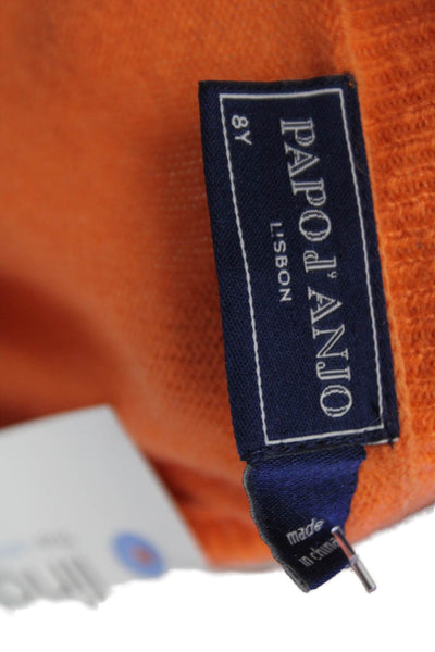 Papo D Anjo Boys Long Sleeve V Neck Cashmere Knit Sweater Orange Size 8
