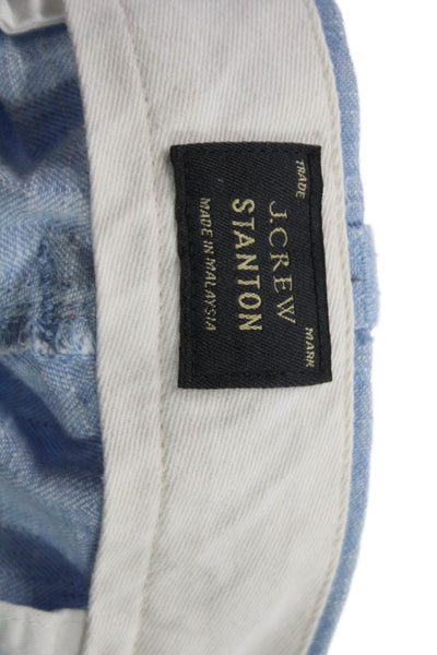 J Crew Mens Linen Chino Shorts Blue Button Closure Size 34
