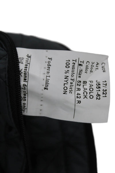 Frank Stella Mens Quilted Vest Black Nylon Argyle Zip Fall Size 42