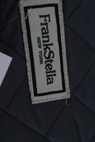 Frank Stella Mens Quilted Vest Black Nylon Argyle Zip Fall Size 42