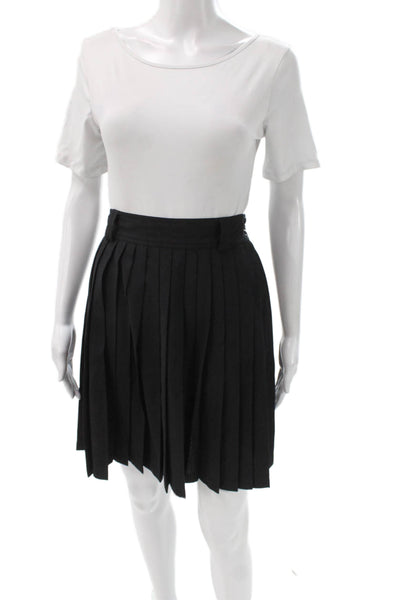 Gianni Versace Women Mini Virgin Wool Black Skirt Button Solid Classic Size S