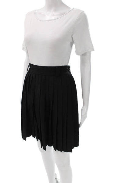 Gianni Versace Women Mini Virgin Wool Black Skirt Button Solid Classic Size S
