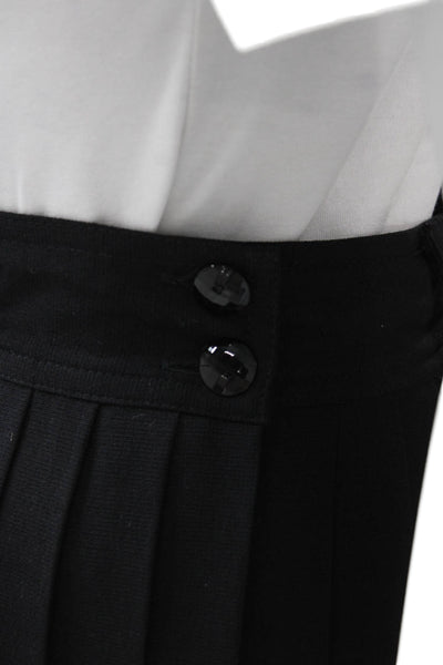 Gianni Versace Women Mini Virgin Wool Black Skirt Button Solid Classic Size S