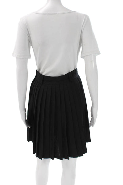 Gianni Versace Women Mini Virgin Wool Black Skirt Button Solid Classic Size S