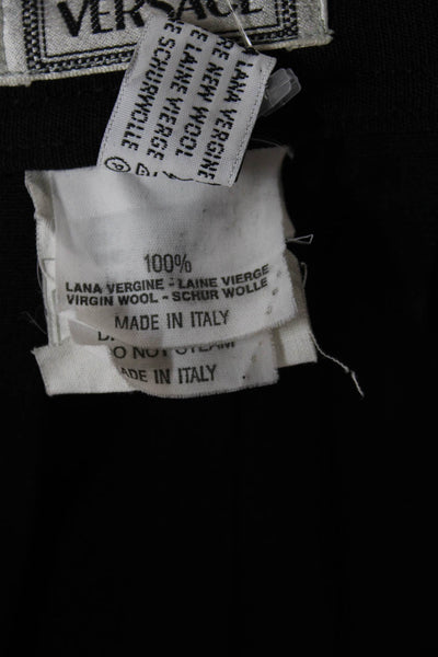 Gianni Versace Women Mini Virgin Wool Black Skirt Button Solid Classic Size S