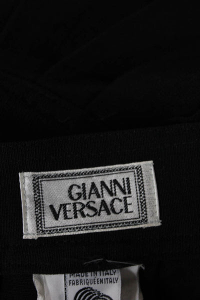 Gianni Versace Women Mini Virgin Wool Black Skirt Button Solid Classic Size S