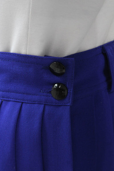 Gianni Versace Women Pleated Virgin Wool Skirt Blue Preppy Knee Length Size S