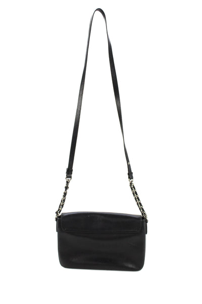 Salvatore Ferragamo Womens Leather Push Lock Flapped Shoulder Handbag Black