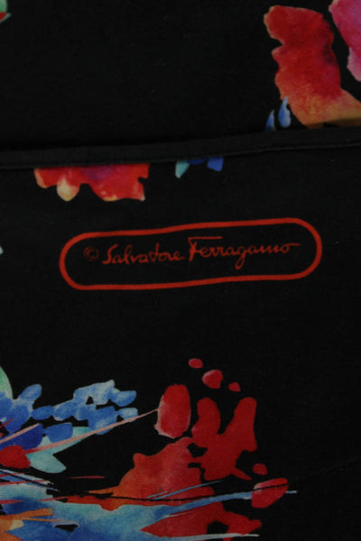 Salvatore Ferragamo Womens Jersey Floral T-Shirt Black Short Sleeve Size S