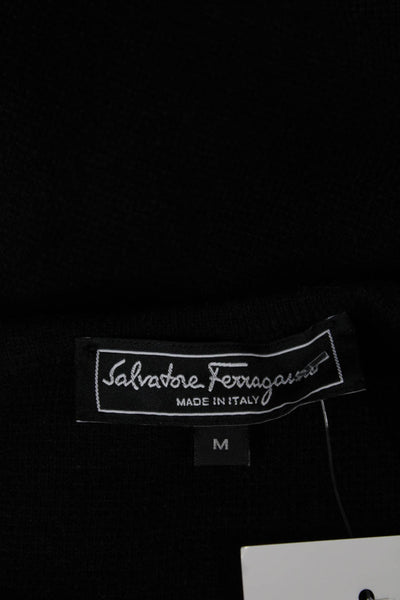 Salvatore Ferragamo Women Black Wool Shift Dress Sleeveless Crewneck Midi Size M