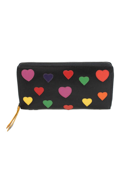 Visconti Womens Leather Geometric Zippered Card Wallet Black