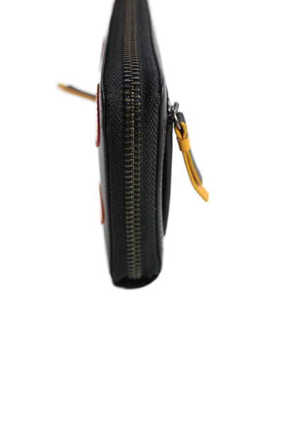 Visconti Womens Leather Geometric Zippered Card Wallet Black
