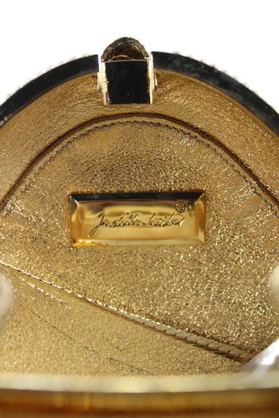 Judith Leiber Womens Swarovski Crystal Snake Charmer Minaudiere Handbag Silver