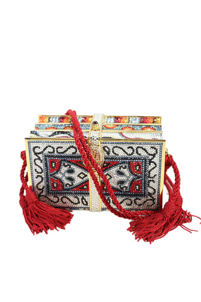 Judith Leiber Womens Crystal-Embellished Book Minaudiere Handbag Multicolor