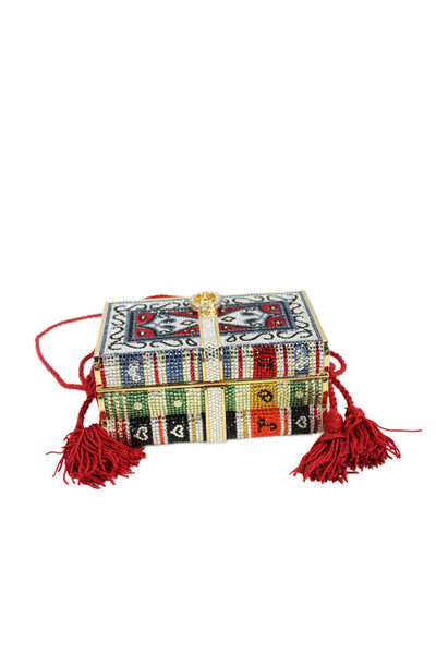 Judith Leiber Womens Crystal-Embellished Book Minaudiere Handbag Multicolor