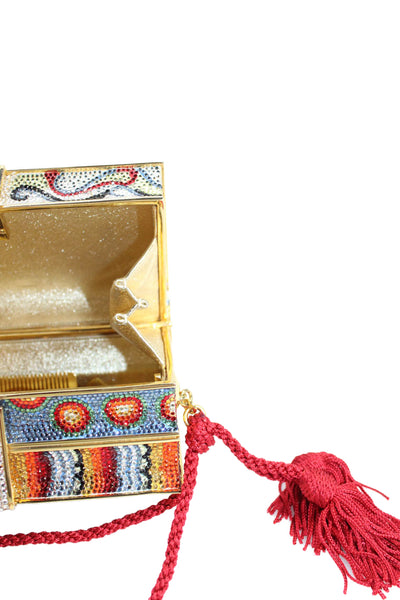 Judith Leiber Womens Crystal-Embellished Book Minaudiere Handbag Multicolor