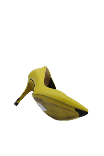 Fendi Womens Leather Pointed Toe Pump High Heels Yellow Size 6