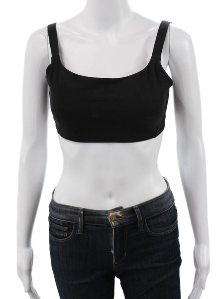 Athleta Women Sports Bra Black Viscose Pullover Round Neck Size L