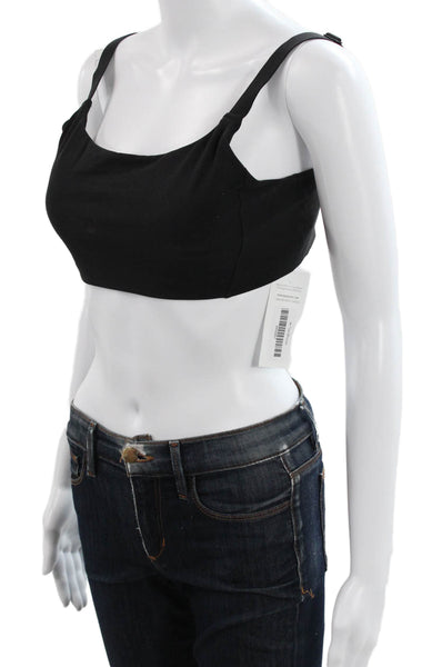 Athleta Women Sports Bra Black Viscose Pullover Round Neck Size L