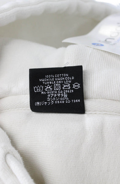 Stussy Unisex Adults Pullover Hoodie White Cotton Drawstring Long Sleeve Size M