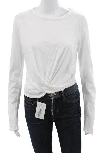 Velvet Womens Basic White Long Sleeve Crew Neck T-Shirt Size M