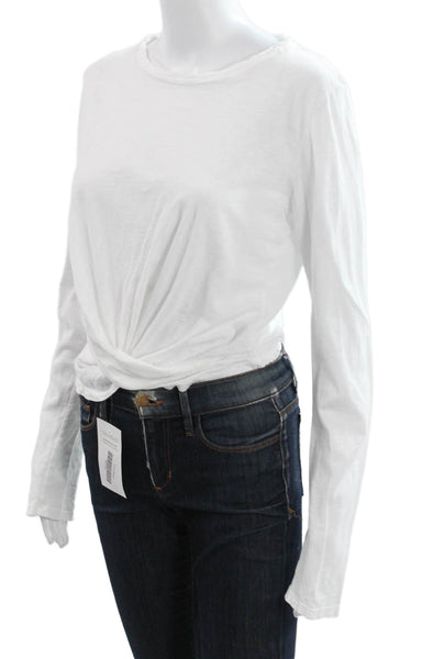Velvet Womens Basic White Long Sleeve Crew Neck T-Shirt Size M