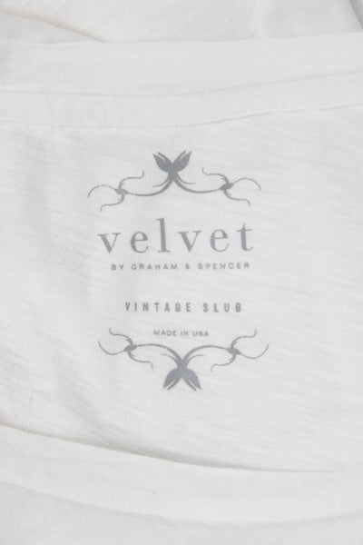 Velvet Womens Basic White Long Sleeve Crew Neck T-Shirt Size M