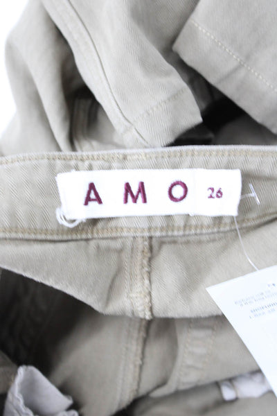Amo Women Beige Cotton Button Pants Size 26