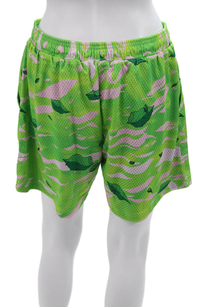 Overtime Unisex Adults Athletic Green Camo Pokemon Shorts Size M