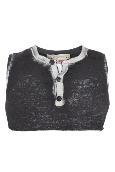 Bonpoint Girls Cotton Heathered Henley Shirt Gray Size 18 Months