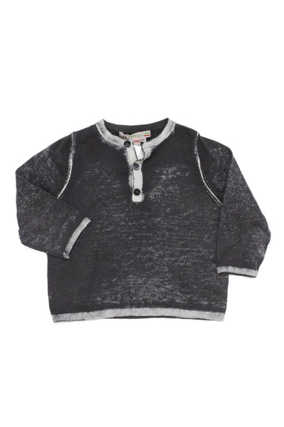Bonpoint Girls Cotton Heathered Henley Shirt Gray Size 18 Months