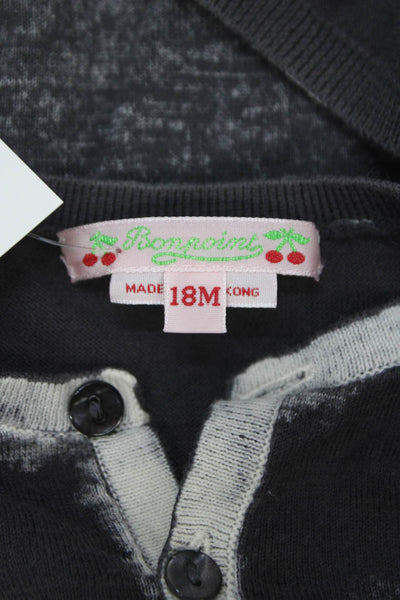 Bonpoint Girls Cotton Heathered Henley Shirt Gray Size 18 Months