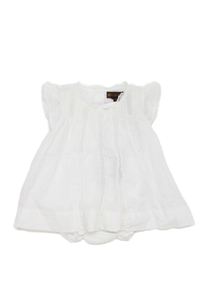 Fleurisse Girls Cotton Lace Detail Sleeveless Dress White Size 9 Months