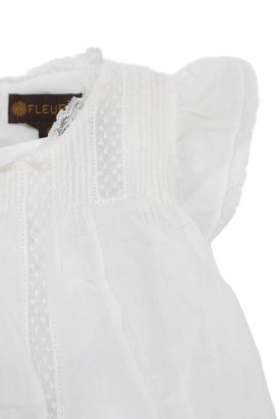 Fleurisse Girls Cotton Lace Detail Sleeveless Dress White Size 9 Months